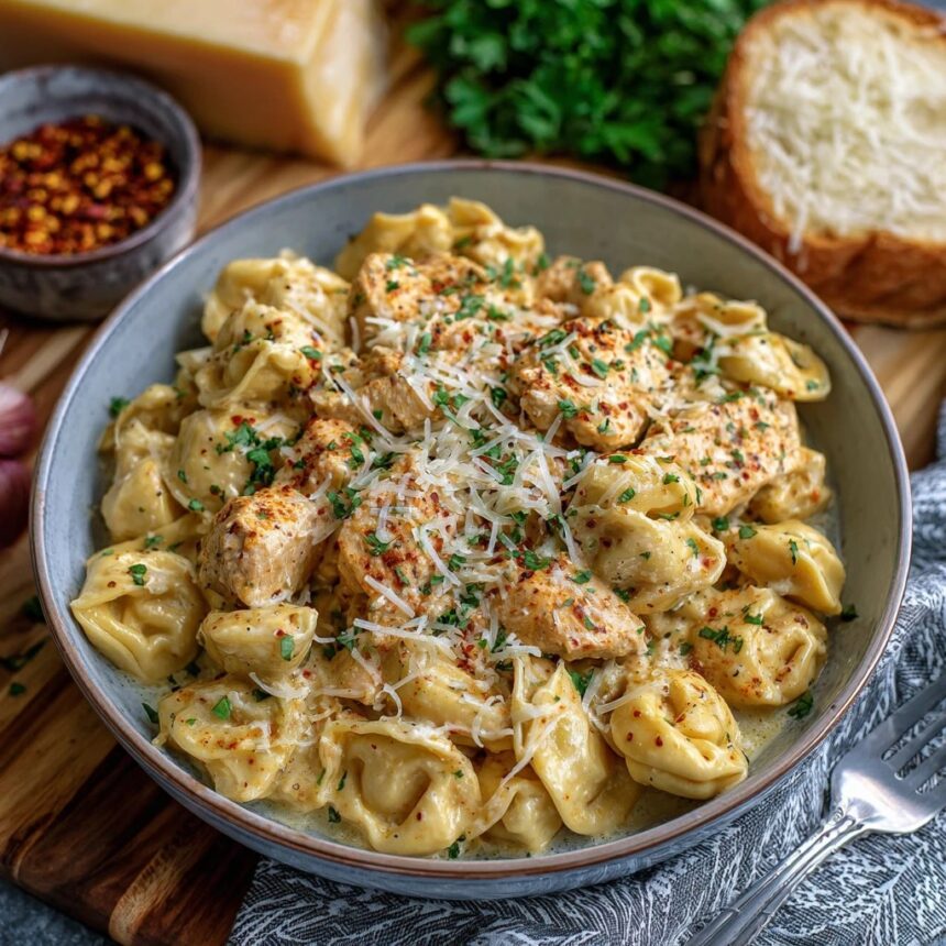 Creamy Cajun Garlic Chicken Tortellini with Three Cheeses