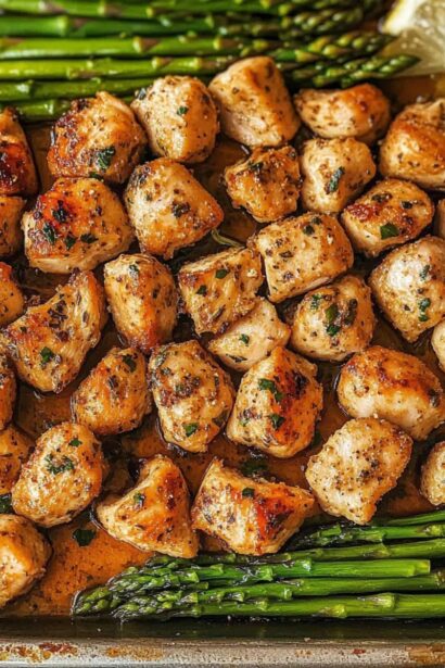 Easy Baked Chicken Bites with Asparagus