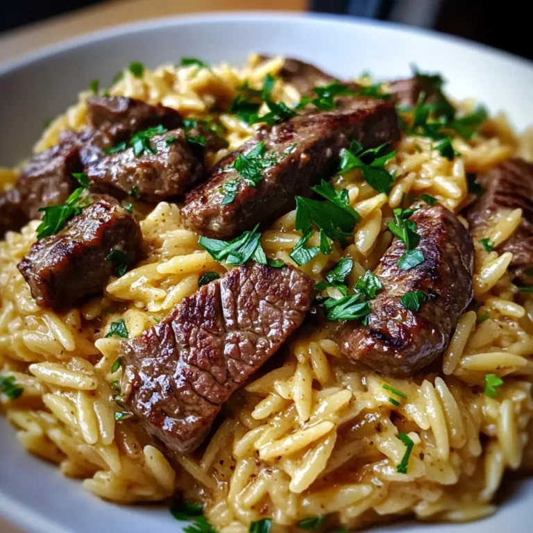 Irresistible One Pot Creamy Garlic Butter Steak Orzo Delight