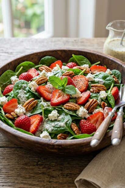 Fresh Strawberry Spinach Salad with Homemade Poppy Seed Dressing