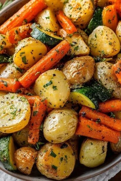 Garlic Herb Roasted Potatoes Carrots Zucchini Delight