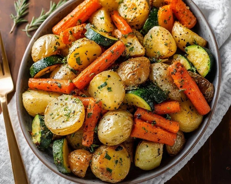 Garlic Herb Roasted Potatoes Carrots Zucchini Delight
