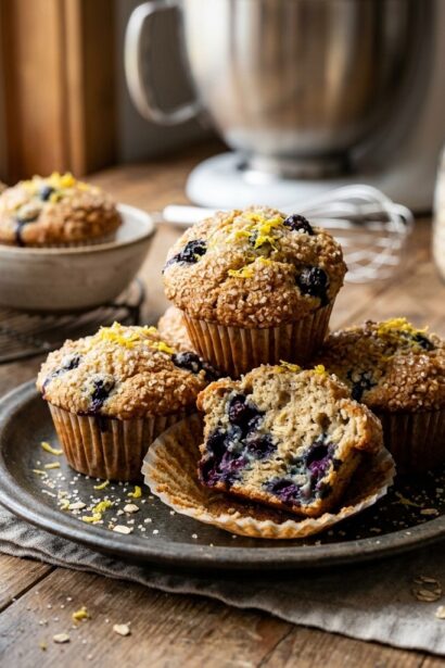 Healthy Blueberry Lemon Oatmeal Muffins