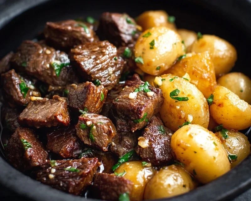 Slow Cooker Garlic Butter Beef Bites
