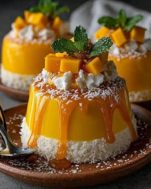 Mango Vanilla Mirror Bombs with Coconut Cream Center