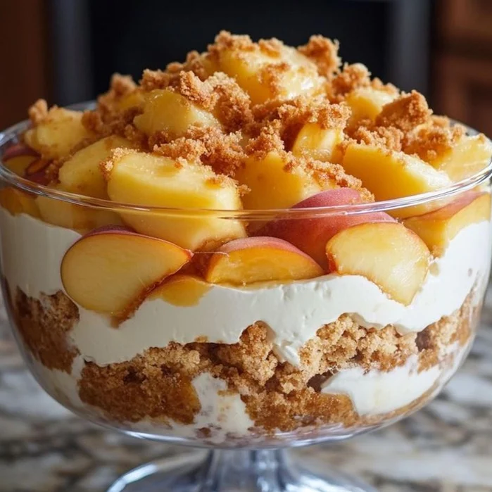 Easy No-Bake Creamy Peach Trifle Recipe