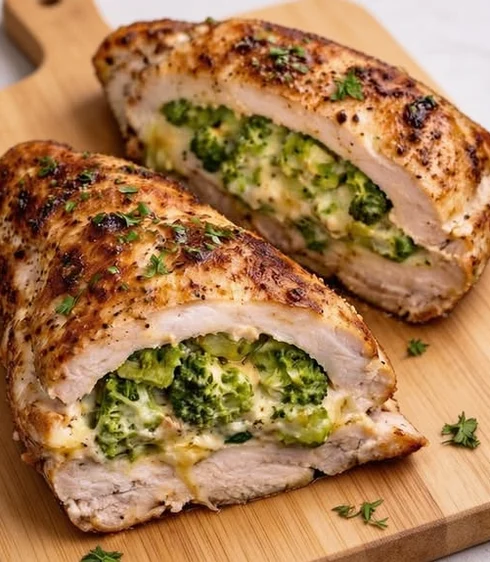 Broccoli and Cheese Stuffed Chicken Breast