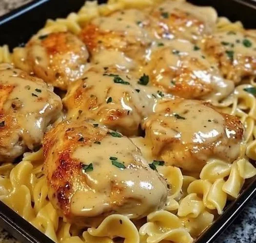 Air Fryer Chicken with Buttered Noodles