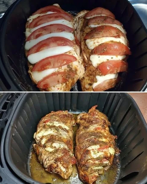Air Fryer Caprese Hasselback Chicken