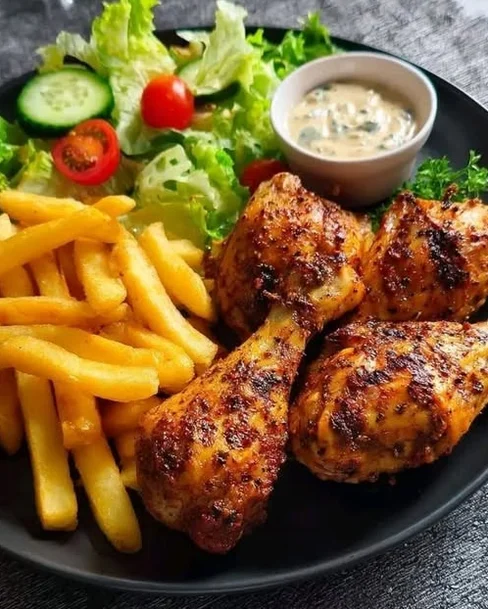Herb Roasted Chicken with Potatoes and Salad