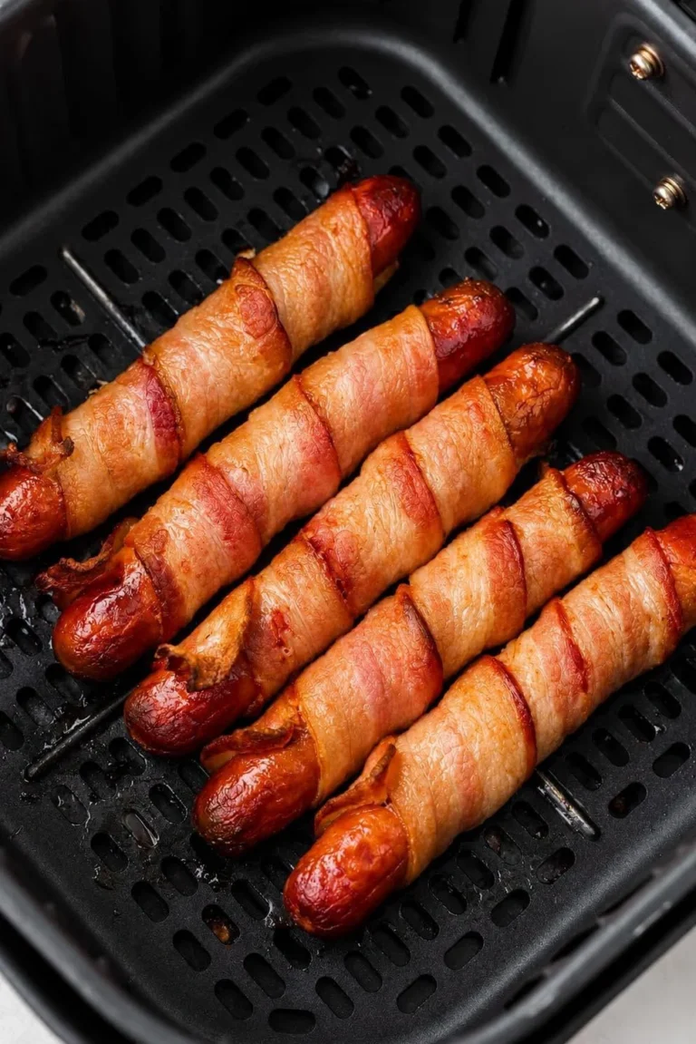 Air Fryer Bacon Wrapped Hot Dogs