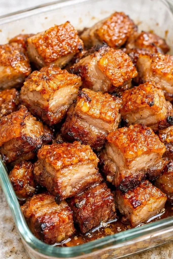 Garlic Butter Crispy Pork Belly Bites