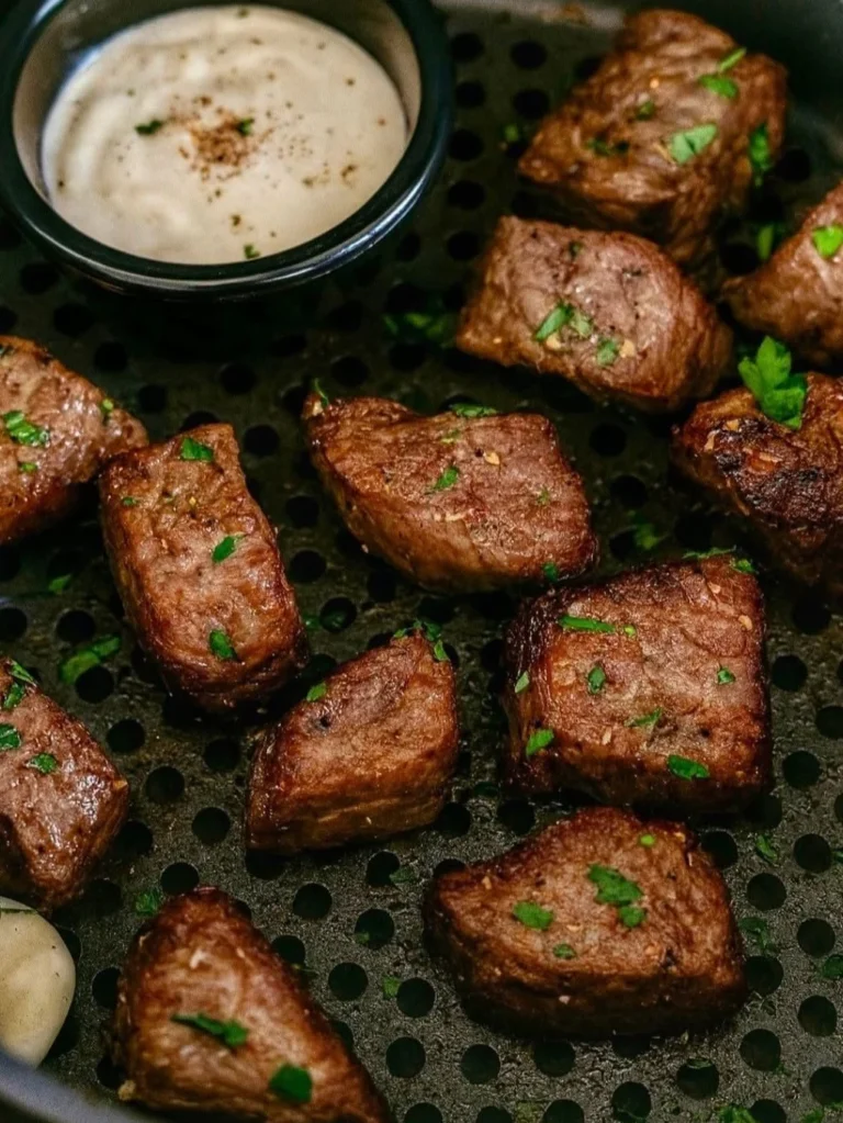 Air Fryer Steak Bites with Garlic Herb Butter