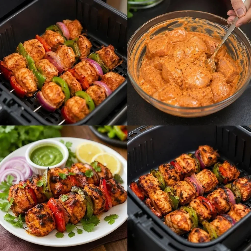 Air Fryer Vegetable & Chicken Skewers Bites.