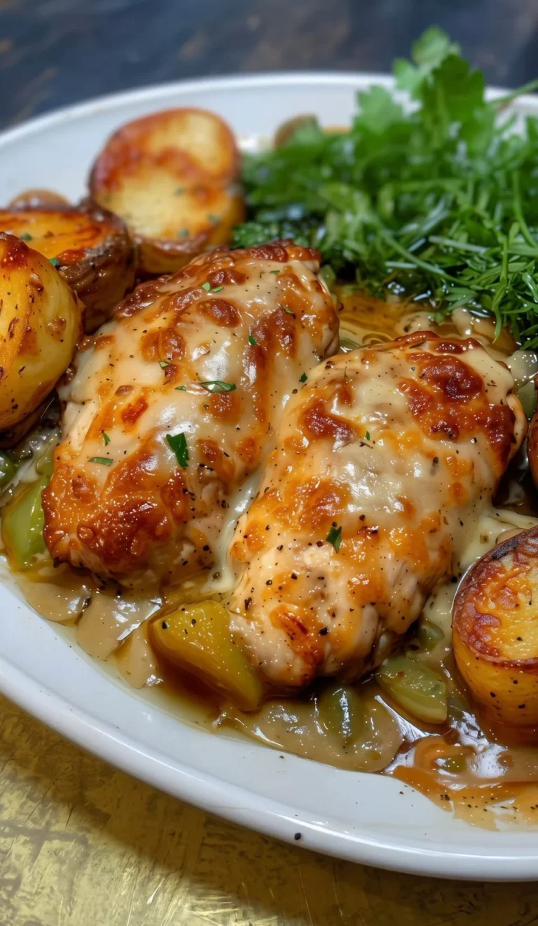 Cheesy Garlic Parmesan Chicken with Roasted Potatoes